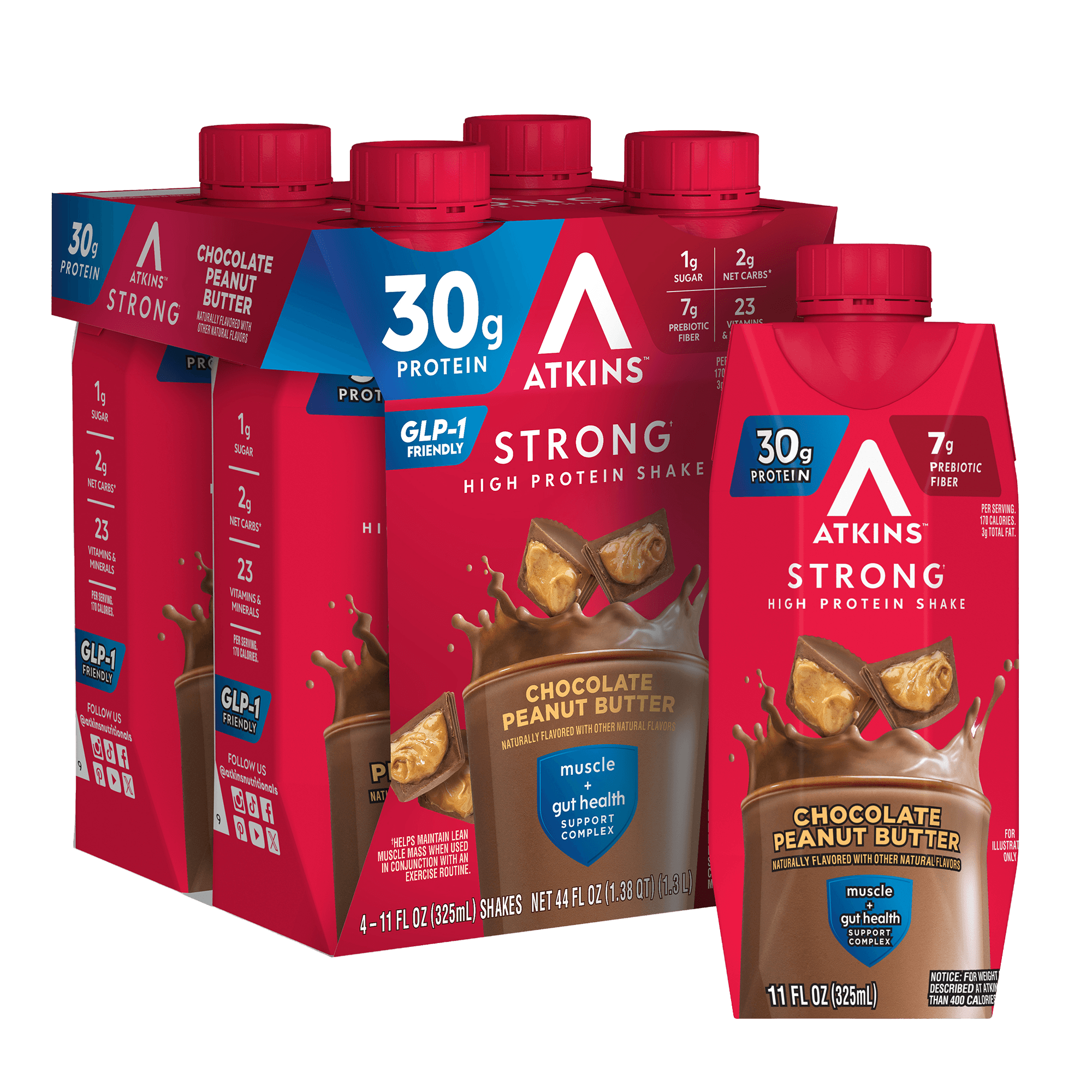Atkins Strong Chocolate Peanut Butter 30g Protein Shake